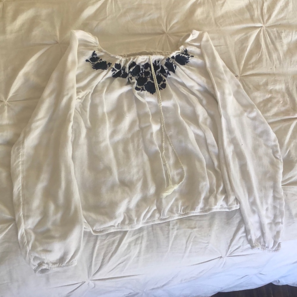 White off the shoulder embroidered top